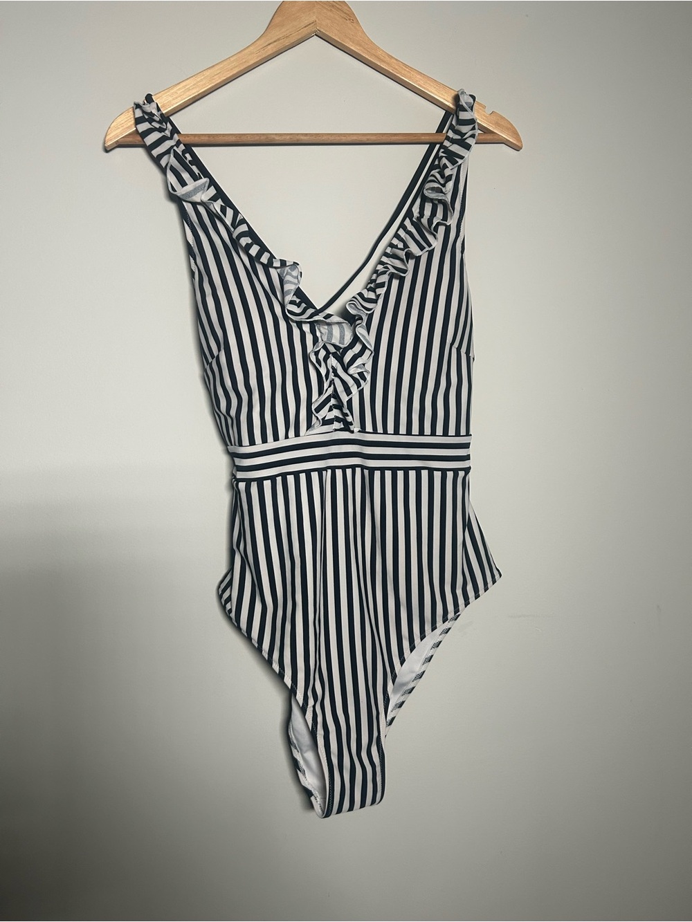 Cupshe Black & White Striped Ruffle Kids One-Piece Bodysuit